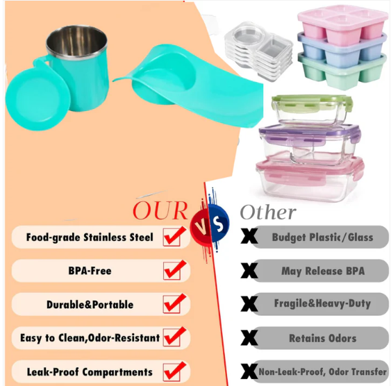 Snack Tray with Steel Cup – Multi-functional for Kids & Home | TinyTrendy - Image 3