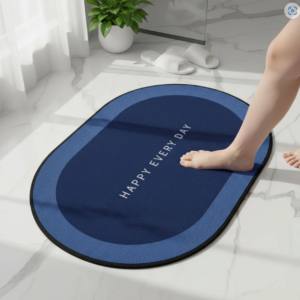 Non-Slip Oval Bath Mat – Super Absorbent Soft Velvet Surface