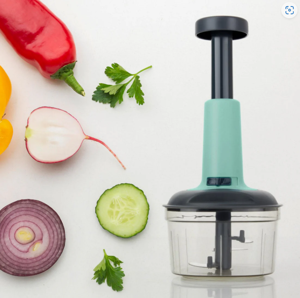 Manual Food Chopper – 3-Blade Hand Push Vegetable Cutter | Quickslice