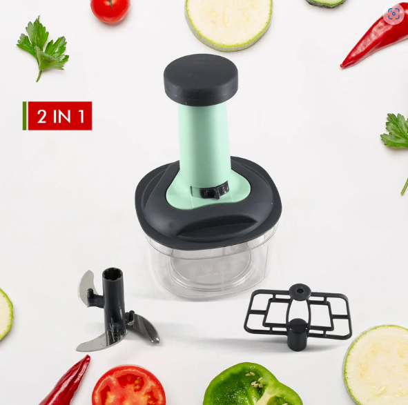 Manual Food Chopper – 3-Blade Hand Push Vegetable Cutter | Quickslice
