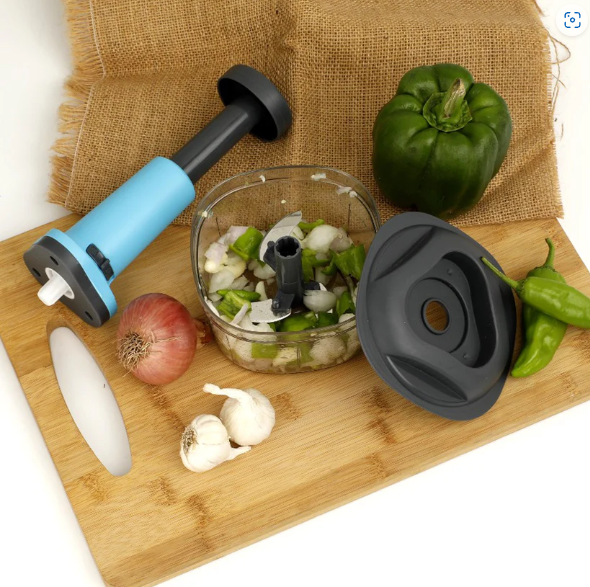 Manual Food Chopper – 3-Blade Hand Push Vegetable Cutter | Quickslice