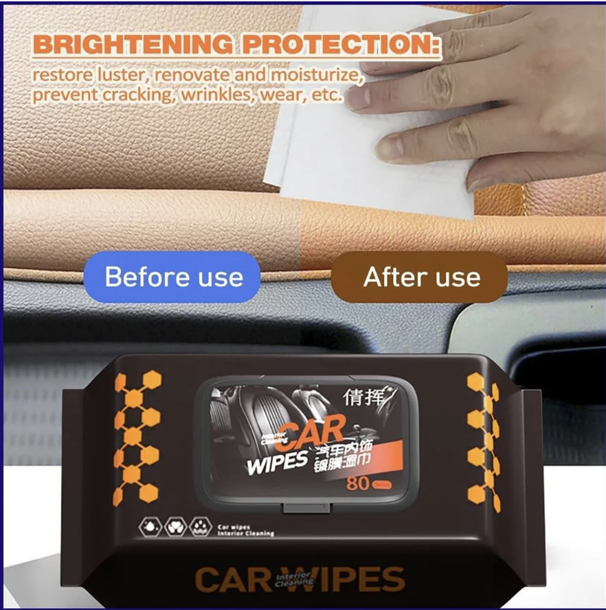 Car Cleaning Wipes – Dashboard & Interior Polish (80 Pcs) | Velvet Wheels