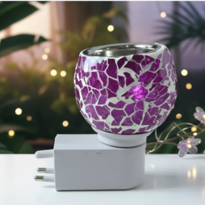 Plug-In Aroma Diffuser Lamp – Purple Mosaic Glass Night Light