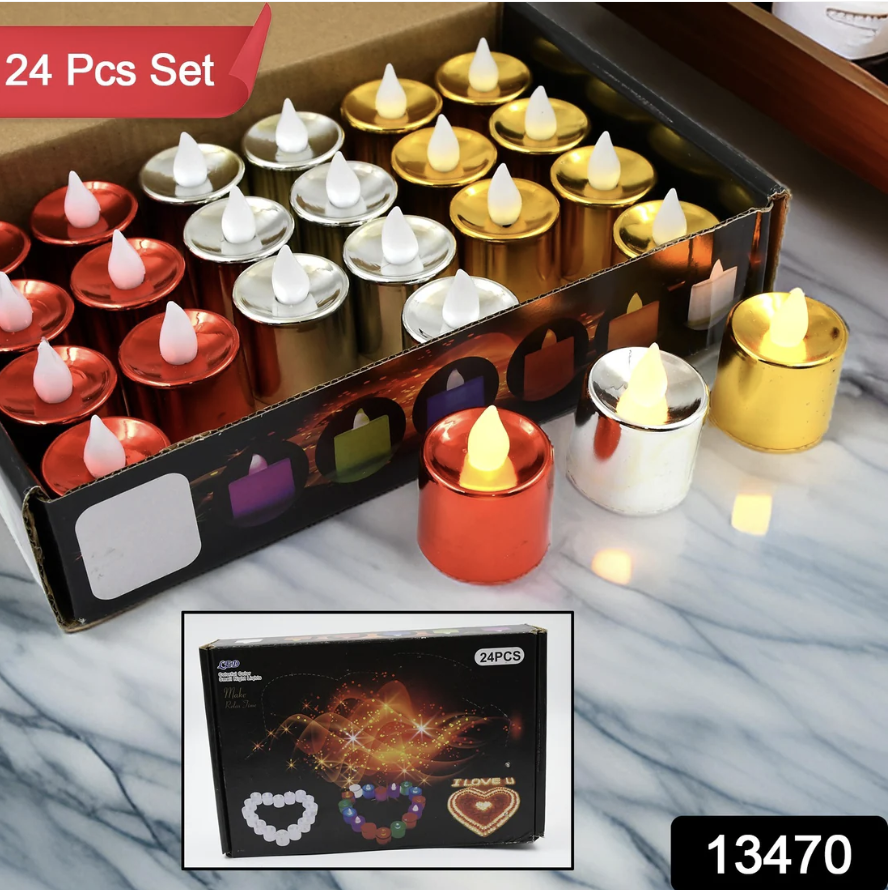 LED Diya – Smokeless Electric Candles 24 Pc Set | Styleva