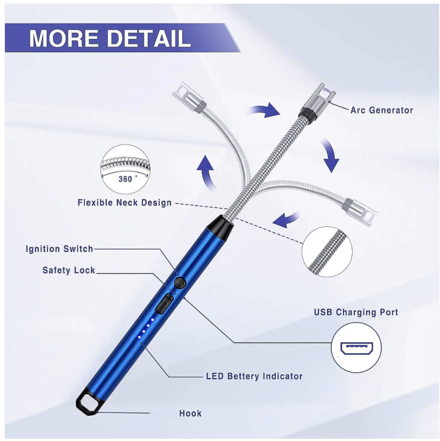 Electric Arc Lighter – USB Rechargeable with 360° Flexible Neck