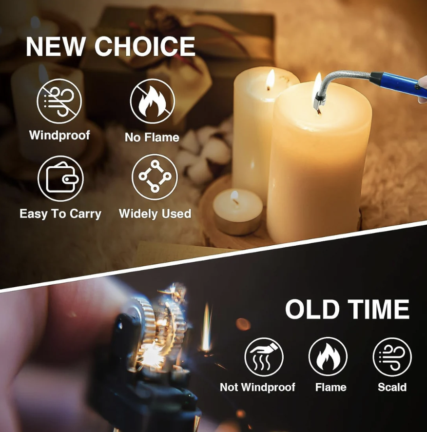 Electric Arc Lighter – USB Rechargeable with 360° Flexible Neck