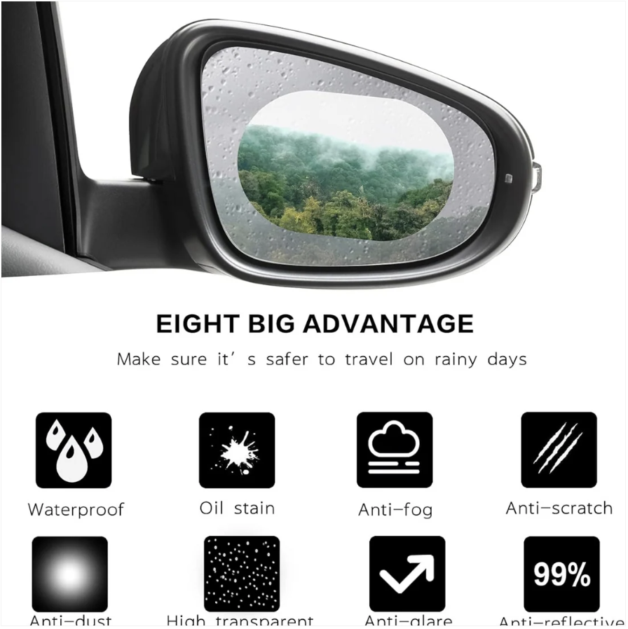 Anti-Fog Rearview Mirror Film – HD Clear Protective Sticker