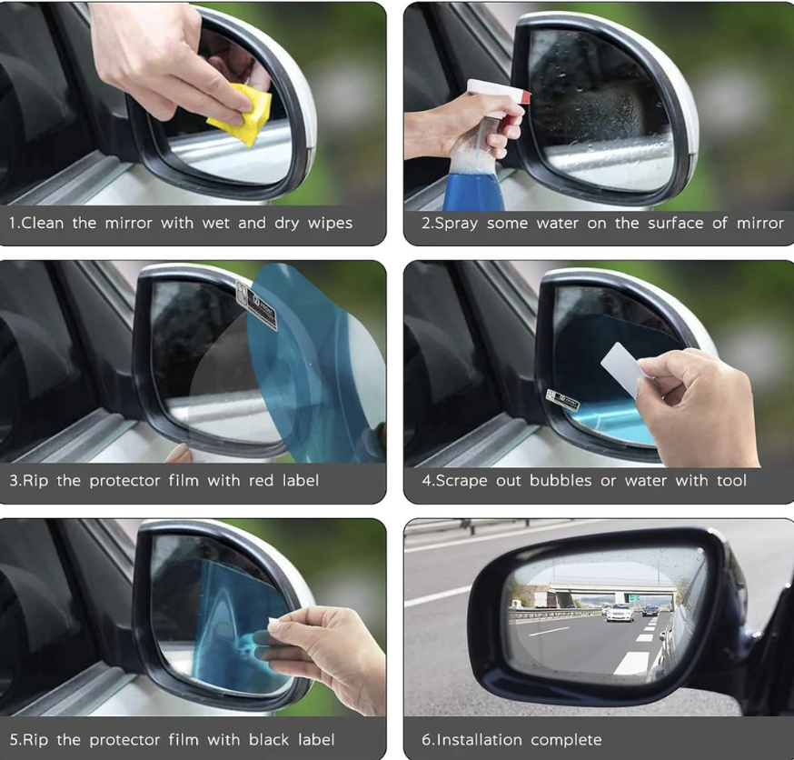 Anti-Fog Rearview Mirror Film – HD Clear Protective Sticker