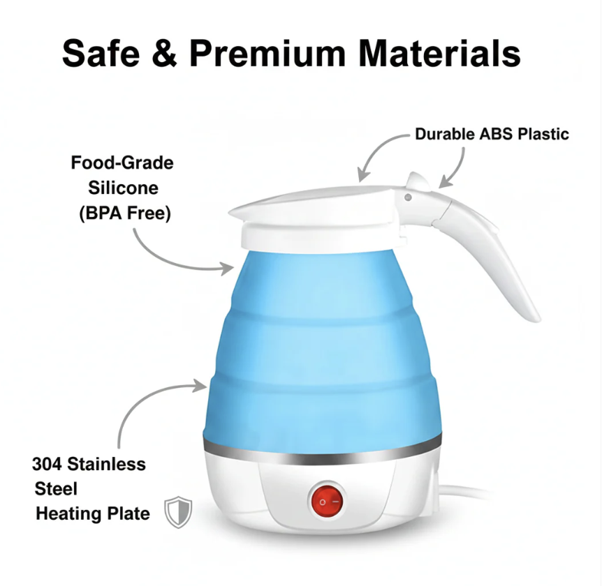 Foldable Electric Kettle – Portable 0.6L Travel Boiler | Siplix