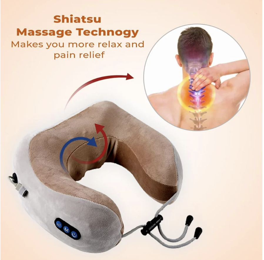 U-Shaped Electric Neck Massage Pillow – Cordless & Rechargeable