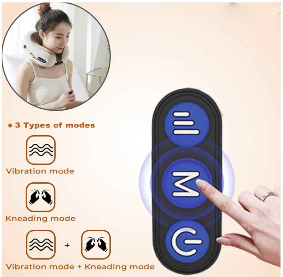 U-Shaped Electric Neck Massage Pillow – Cordless & Rechargeable