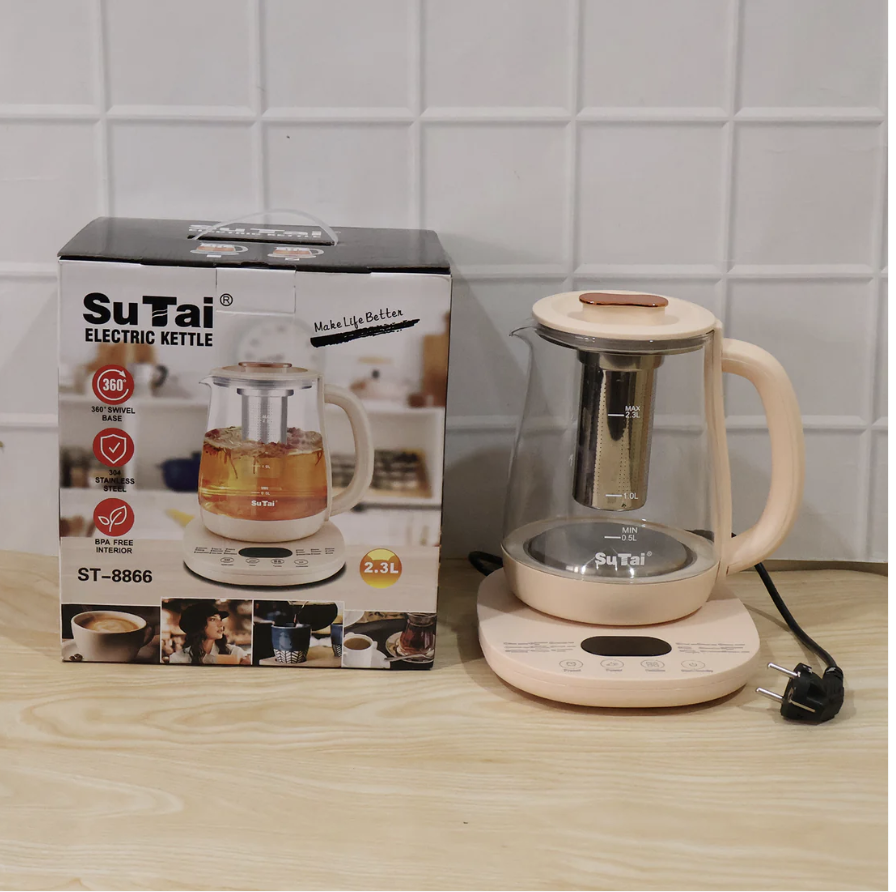 Suta Electric Glass Kettle 2.3L Tea Maker with Infuser and Temperature Control (1 Pc)