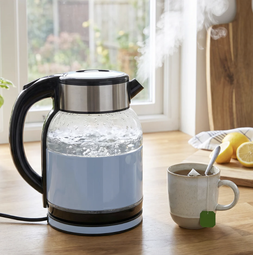 Electric Glass Kettle 2 Litre — Transparent Glass Body Stainless Steel Water Boiler with 360 Degree Swivel Base, Fast Boiling Electric Kettle for Tea, Coffee, Milk and Hot Water at Home, Office and Hostel (1 Pc)
