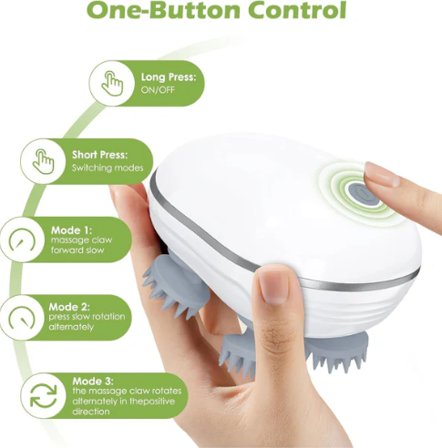 Electric Scalp Massager – Portable USB Rechargeable with 4 Heads