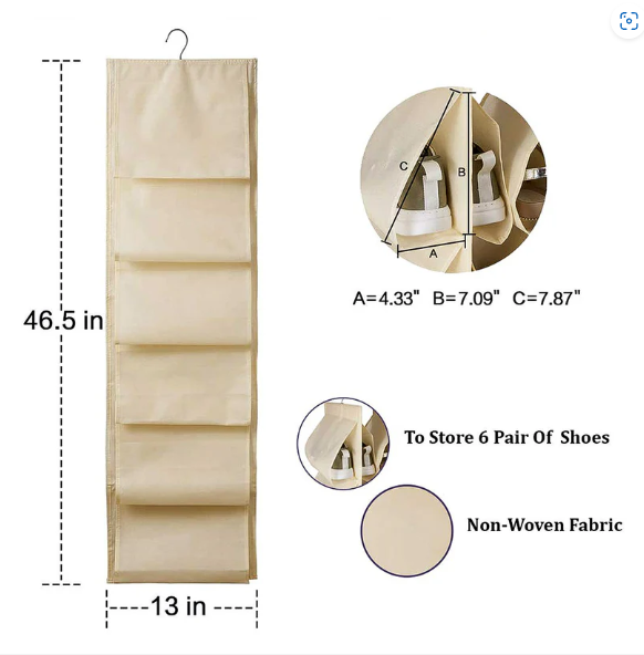 12-Pocket Hanging Shoe Organizer – Space-Saving Durable Storage