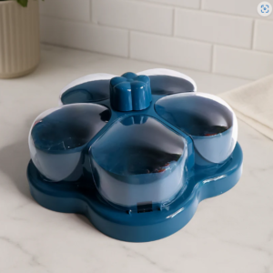 Lotus Shape Rotating Dry Fruit Snack Organizer – Multi-Compartment