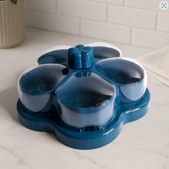 Lotus Shape Rotating Dry Fruit Snack Organizer – Multi-Compartment