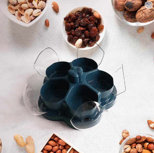 Lotus Shape Rotating Dry Fruit Snack Organizer – Multi-Compartment