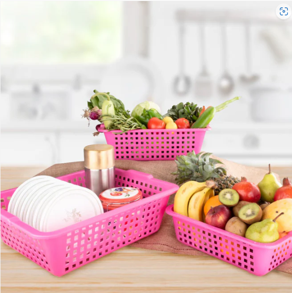 Plastic Cane Fruit Baskets – Set of 3 Sizes | Tidy Table