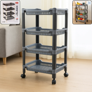 Plastic Storage Rack – 4-Layer Ventilated Multipurpose Organizer