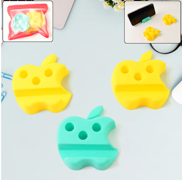 Mobile Stand with Pen Holder – Apple-Shaped Desk Organizer 3 Pc