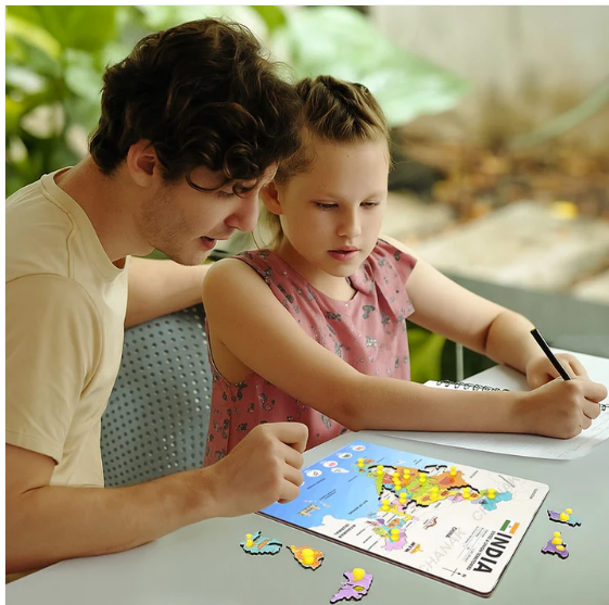 India Map Wooden Puzzle – Educational Pegged Geography Toy - Image 3