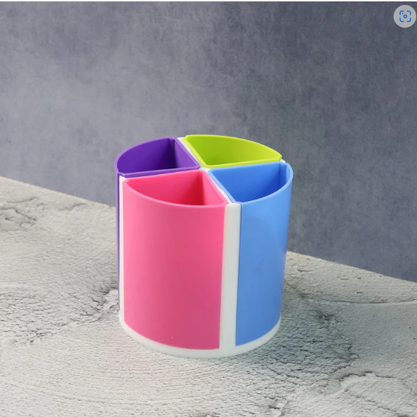 Rainbow Pen Stand – 4-Section Multicolor Desk Organizer