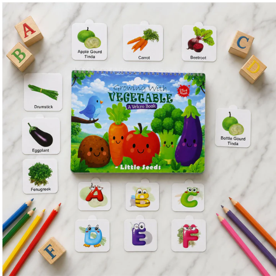 Educational Velcro Book for Kids – Learn Vegetables & Alphabets - Image 2