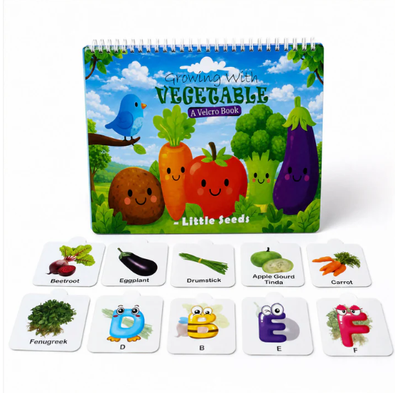 Educational Velcro Book for Kids – Learn Vegetables & Alphabets - Image 5