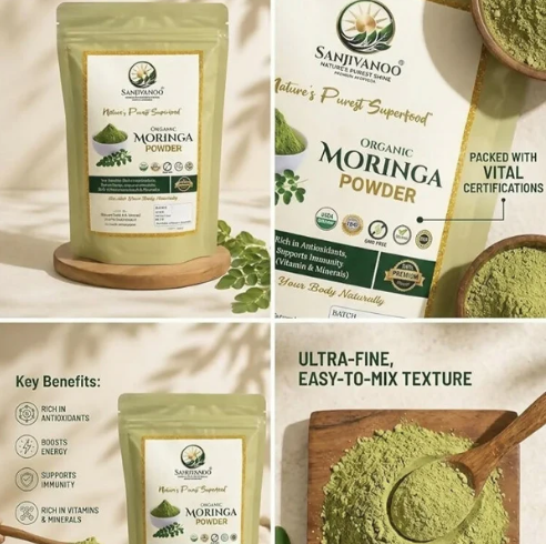 Sanjivanoo Organic Moringa Powder – Premium Natural Superfood 200 GM