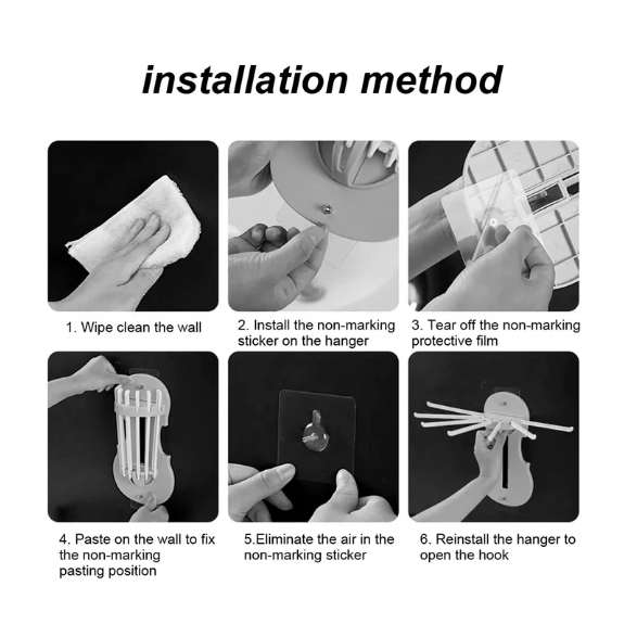 Retractable Wall Hanger – 7-in-1 No-Drill Hooks for Kitchen | Bathora