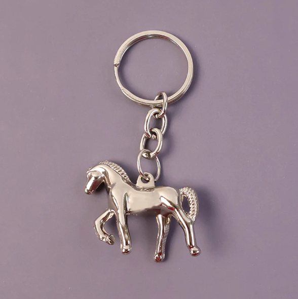 Metallic Horse Keychain – Durable Polished Chrome Accessory