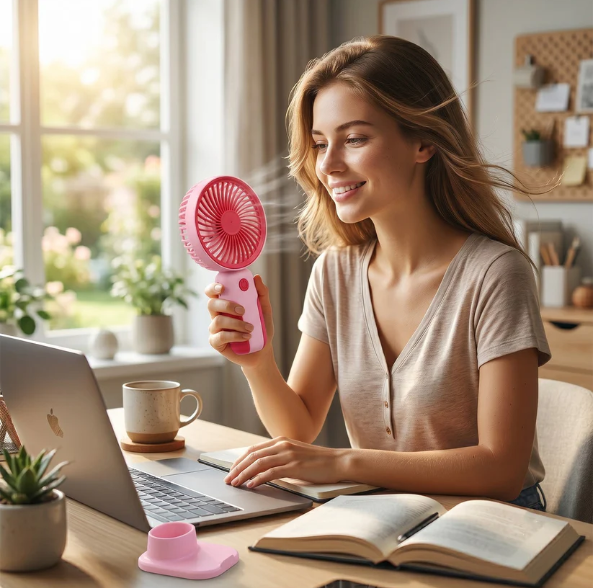 Mini Handheld Rechargeable USB Fan – Portable & Detachable Stand