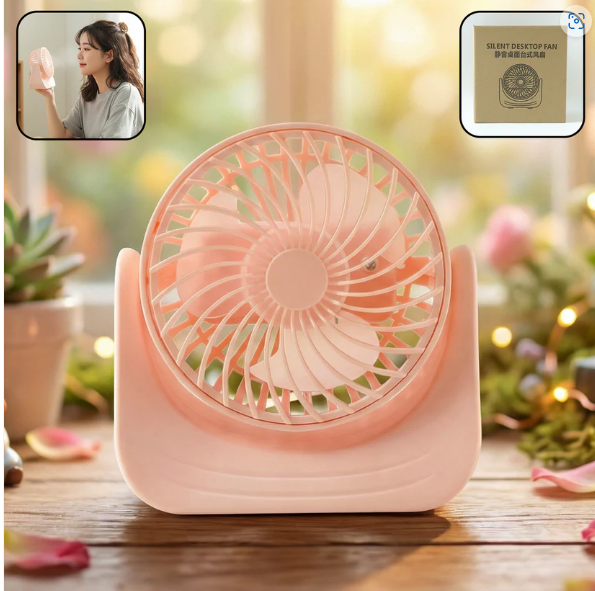 Silent Mini Desk Fan – Rechargeable, Adjustable Tilt & USB