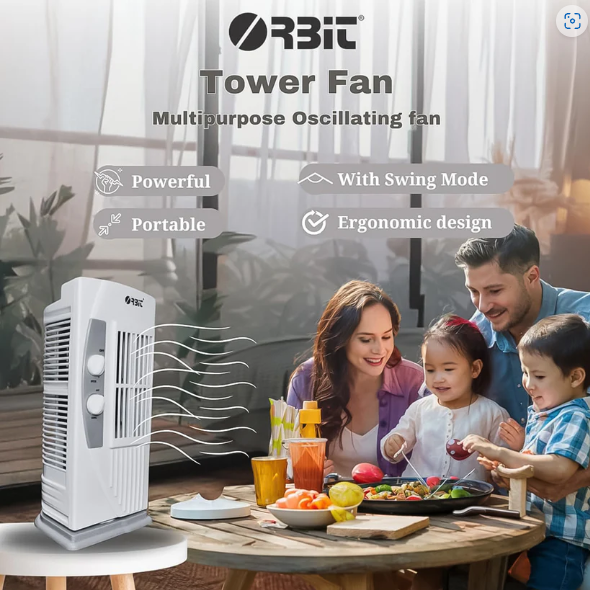 Orbit Micro Oscillating Tower Fan – Compact Adjustable Speed Fan