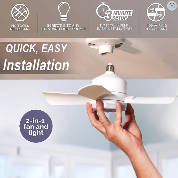 Ceiling Fan & LED Light – Space-Saving Cooling & Bright Illumination
