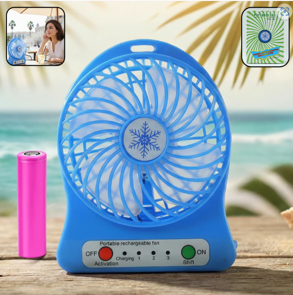 Portable Mini Table Fan – Rechargeable with Detachable Battery