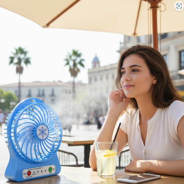 Portable Mini Table Fan – Rechargeable with Detachable Battery