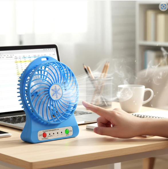 Portable Mini Table Fan – Rechargeable with Detachable Battery