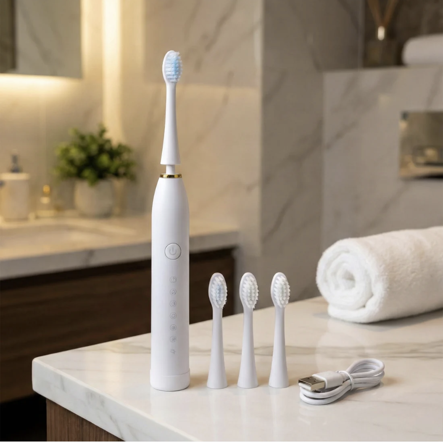 Electric Toothbrush – Rechargeable with 3 Extra Replacement Heads