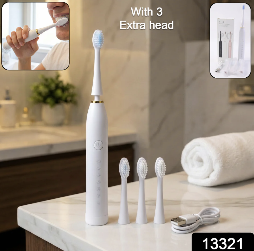 Electric Toothbrush – Rechargeable with 3 Extra Replacement Heads