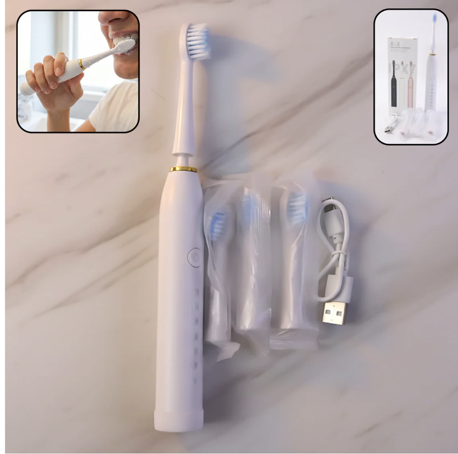 Electric Toothbrush – Rechargeable with 3 Extra Replacement Heads