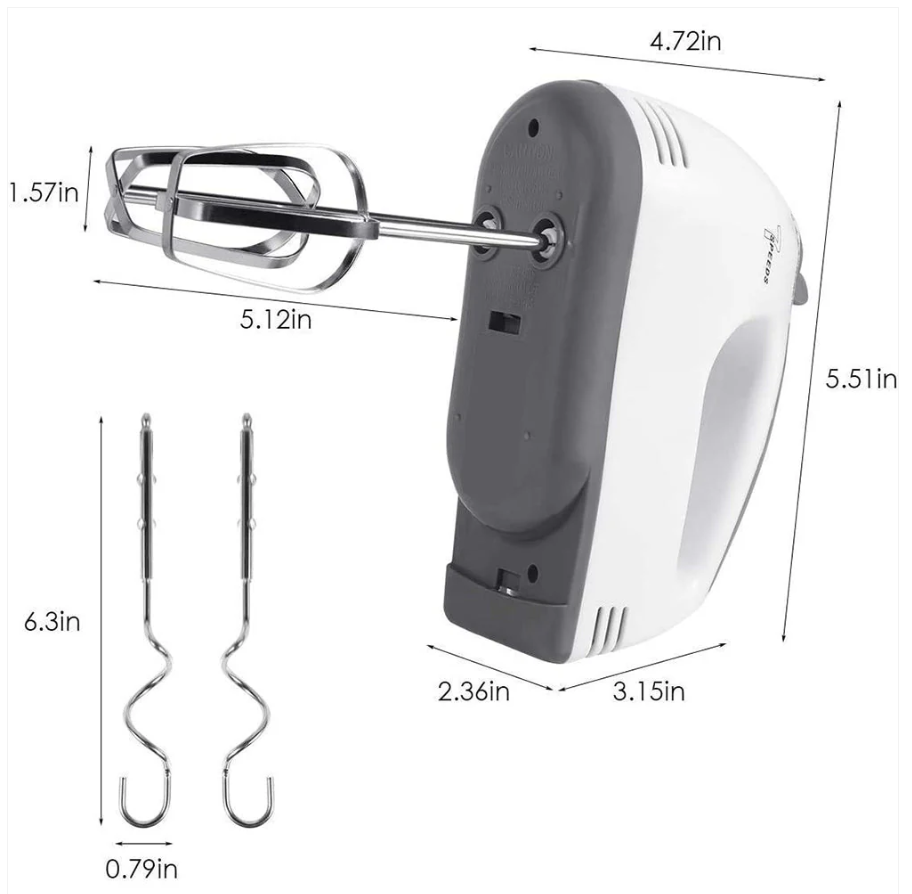 Electric Hand Mixer – 7-Speed with Attachments | XcelCraft