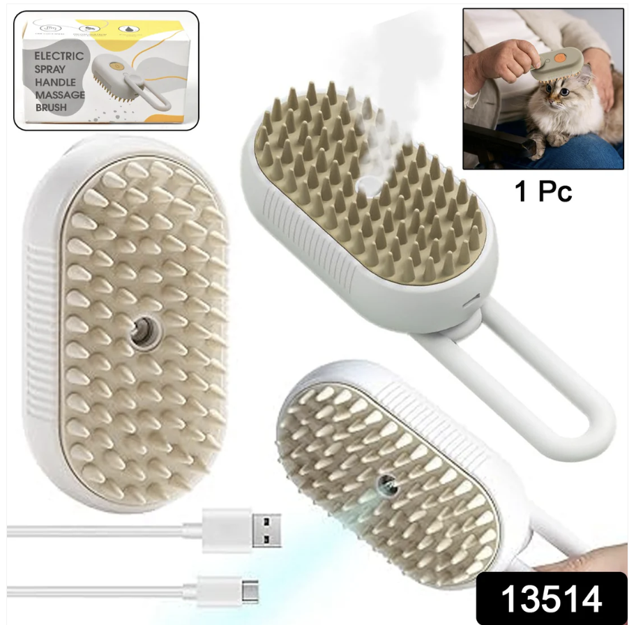 Electric Pet Steam Brush – Hair Removal & Massage | Calm & Curl