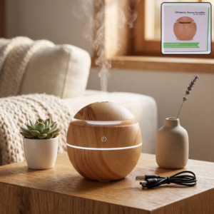Ultrasonic Aroma Diffuser – Compact 200ml with Color LED Light