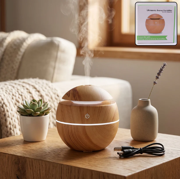 Ultrasonic Aroma Diffuser – Compact 200ml with Color LED Light