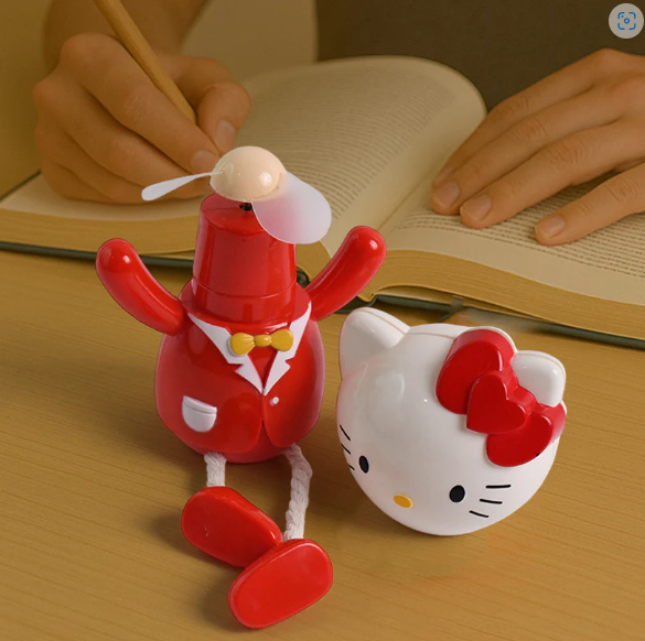 USB Cartoon Mini Table Fan – Removable Head Kitty Design