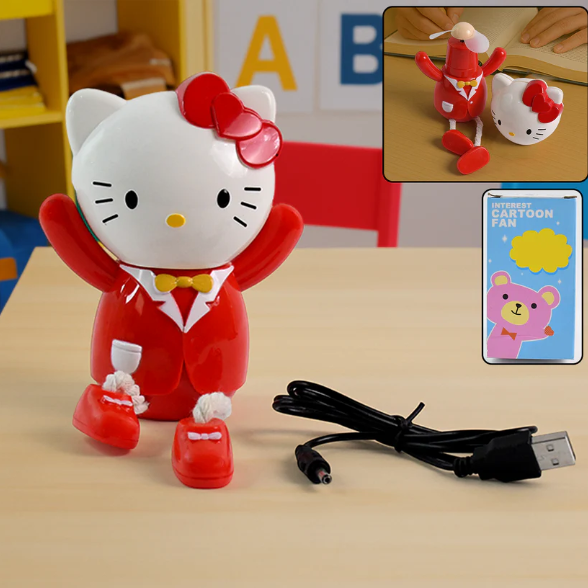 USB Cartoon Mini Table Fan – Removable Head Kitty Design
