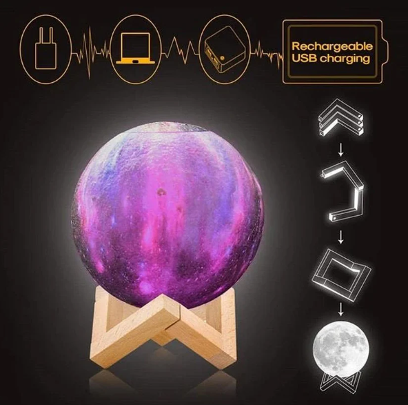 3D Moon Lamp Diffuser – LED Humidifier & Night Light | Styleva