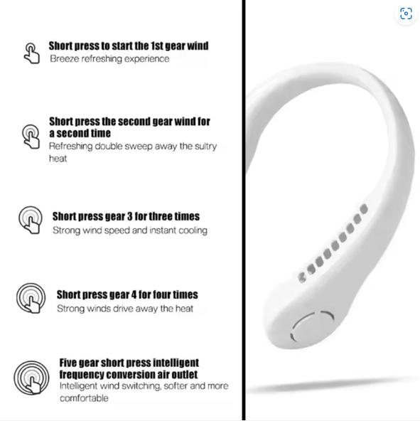 Neck Fan – Portable USB Rechargeable, Hands-Free Cooling | FitFuzion - Image 5